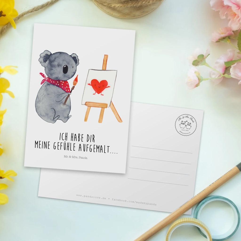 Pocztówka koala artysta Einladungskarte, Grußkarte, Ansichtskarten, Einladung, Einladung Geburtstag, Ansichtskarte, Dankeskarte, Postkarte, Geburtstagskarte, Einladungskarten Geburtstag, Geschenkkarte, Karte, Koala, Koalabär, Gefühle, Liebesgeschenk, zeichnen, Künstler, Liebe, Liebensbeweis
