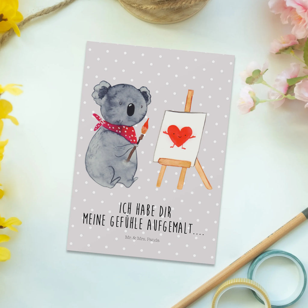 Pocztówka koala artysta Einladungskarte, Grußkarte, Ansichtskarten, Einladung, Einladung Geburtstag, Ansichtskarte, Dankeskarte, Postkarte, Geburtstagskarte, Einladungskarten Geburtstag, Geschenkkarte, Karte, Koala, Koalabär, Gefühle, Liebesgeschenk, zeichnen, Künstler, Liebe, Liebensbeweis