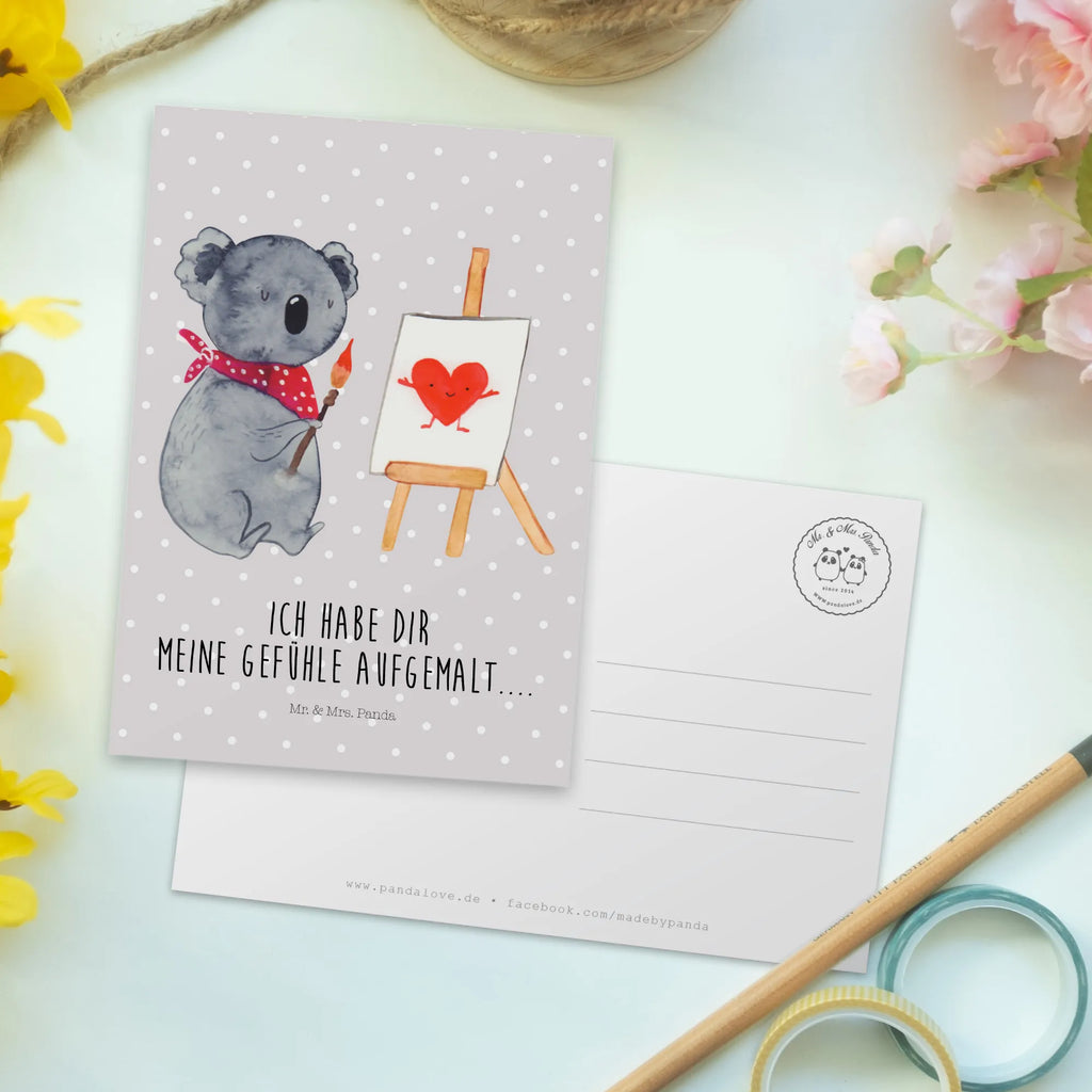 Pocztówka koala artysta Einladungskarte, Grußkarte, Ansichtskarten, Einladung, Einladung Geburtstag, Ansichtskarte, Dankeskarte, Postkarte, Geburtstagskarte, Einladungskarten Geburtstag, Geschenkkarte, Karte, Koala, Koalabär, Gefühle, Liebesgeschenk, zeichnen, Künstler, Liebe, Liebensbeweis