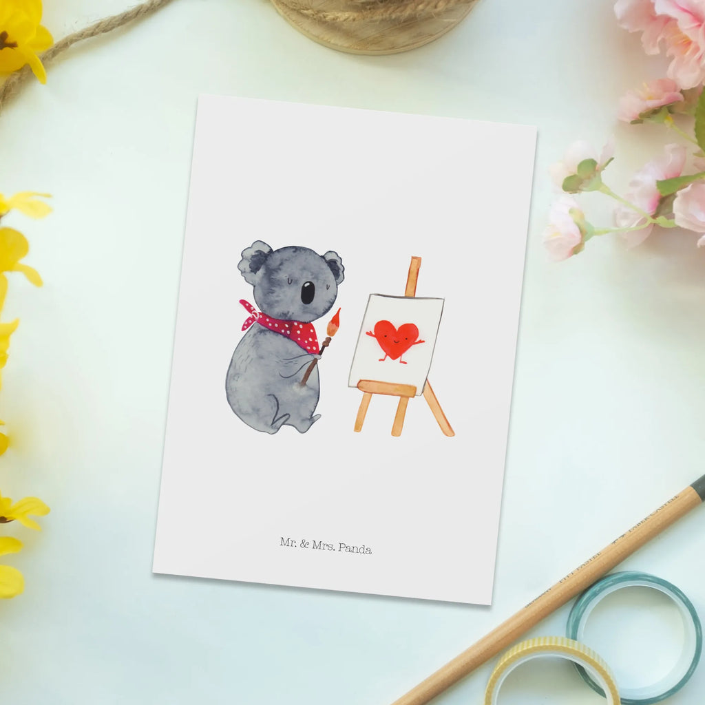 Pocztówka koala artysta Einladungskarte, Grußkarte, Ansichtskarten, Einladung, Einladung Geburtstag, Ansichtskarte, Dankeskarte, Postkarte, Geburtstagskarte, Einladungskarten Geburtstag, Geschenkkarte, Karte, Koala, Koalabär, Gefühle, Liebesgeschenk, zeichnen, Künstler, Liebe, Liebensbeweis