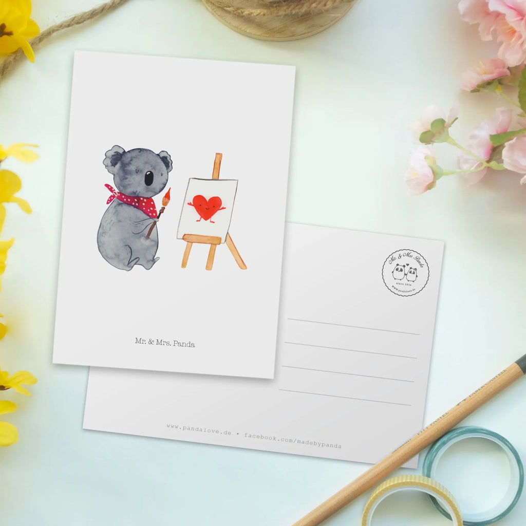 Pocztówka koala artysta Einladungskarte, Grußkarte, Ansichtskarten, Einladung, Einladung Geburtstag, Ansichtskarte, Dankeskarte, Postkarte, Geburtstagskarte, Einladungskarten Geburtstag, Geschenkkarte, Karte, Koala, Koalabär, Gefühle, Liebesgeschenk, zeichnen, Künstler, Liebe, Liebensbeweis