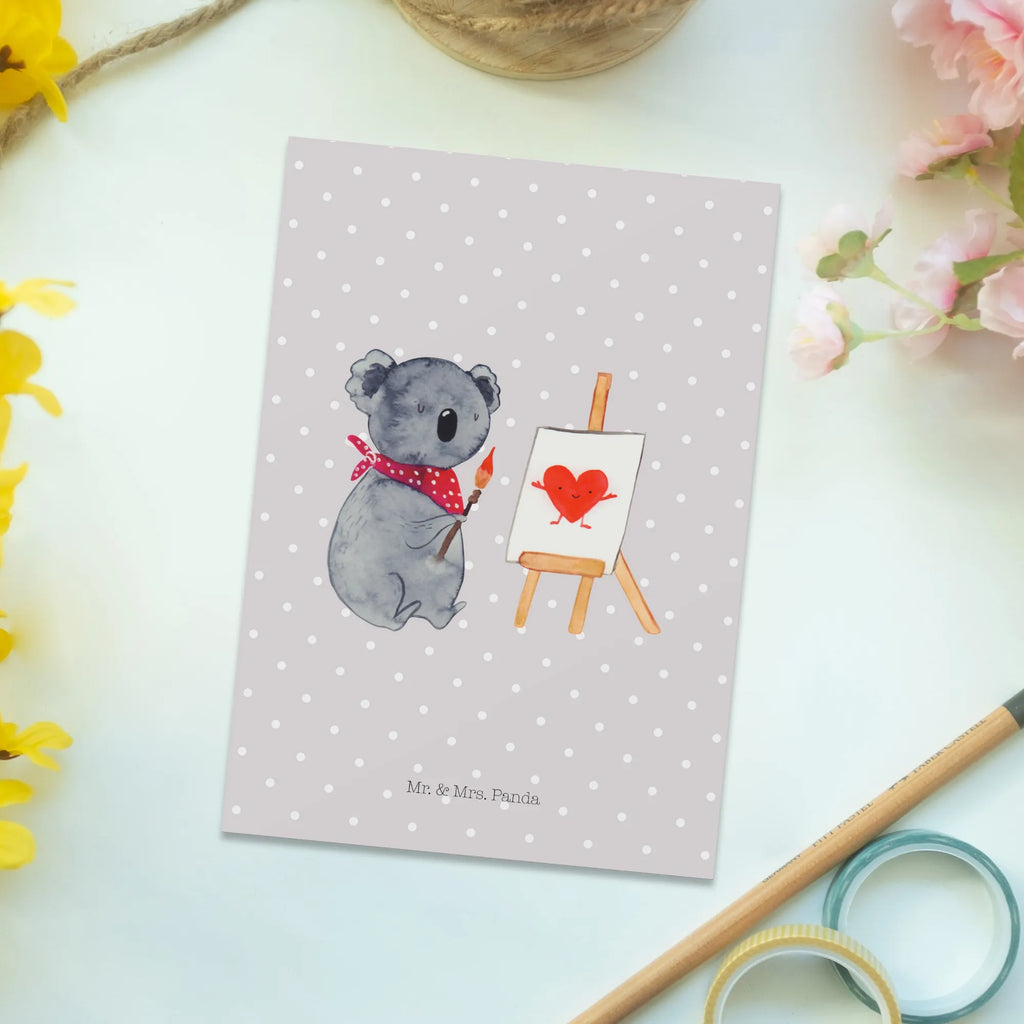 Pocztówka koala artysta Einladungskarte, Grußkarte, Ansichtskarten, Einladung, Einladung Geburtstag, Ansichtskarte, Dankeskarte, Postkarte, Geburtstagskarte, Einladungskarten Geburtstag, Geschenkkarte, Karte, Koala, Koalabär, Gefühle, Liebesgeschenk, zeichnen, Künstler, Liebe, Liebensbeweis