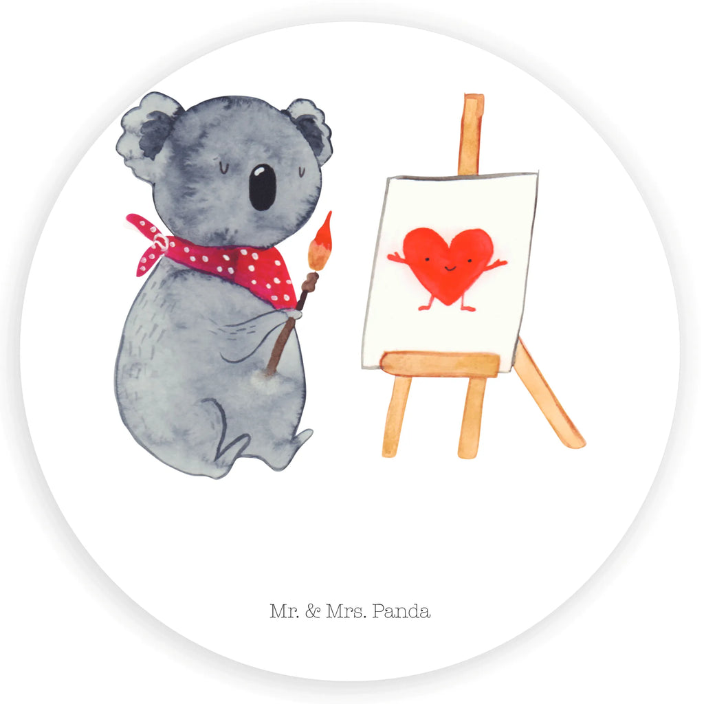 Rund Aufkleber Koala Künstler Sticker, Aufkleber, Etikett, Koalabär, Koala, Künstler, Liebe, Gefühle, Liebesgeschenk, Zeichnen, Liebensbeweis