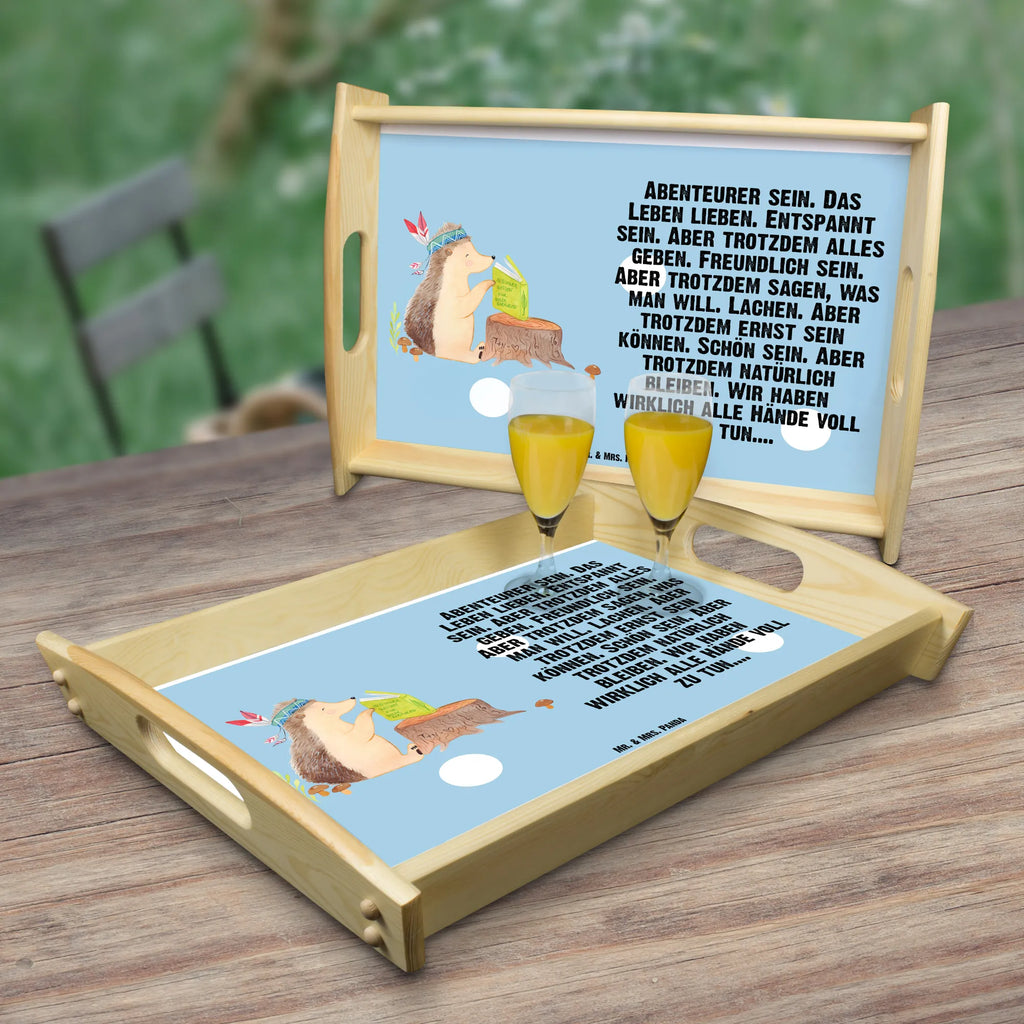 Serviertablett Igel Indianer Frühstückstablett, Dekotablett, Holztablett, Küchentablett, Serviertablett, Tablett, Waldtiere, Tiere, Lagerfeuer, Camping, Abenteuer, Igel, Indianer