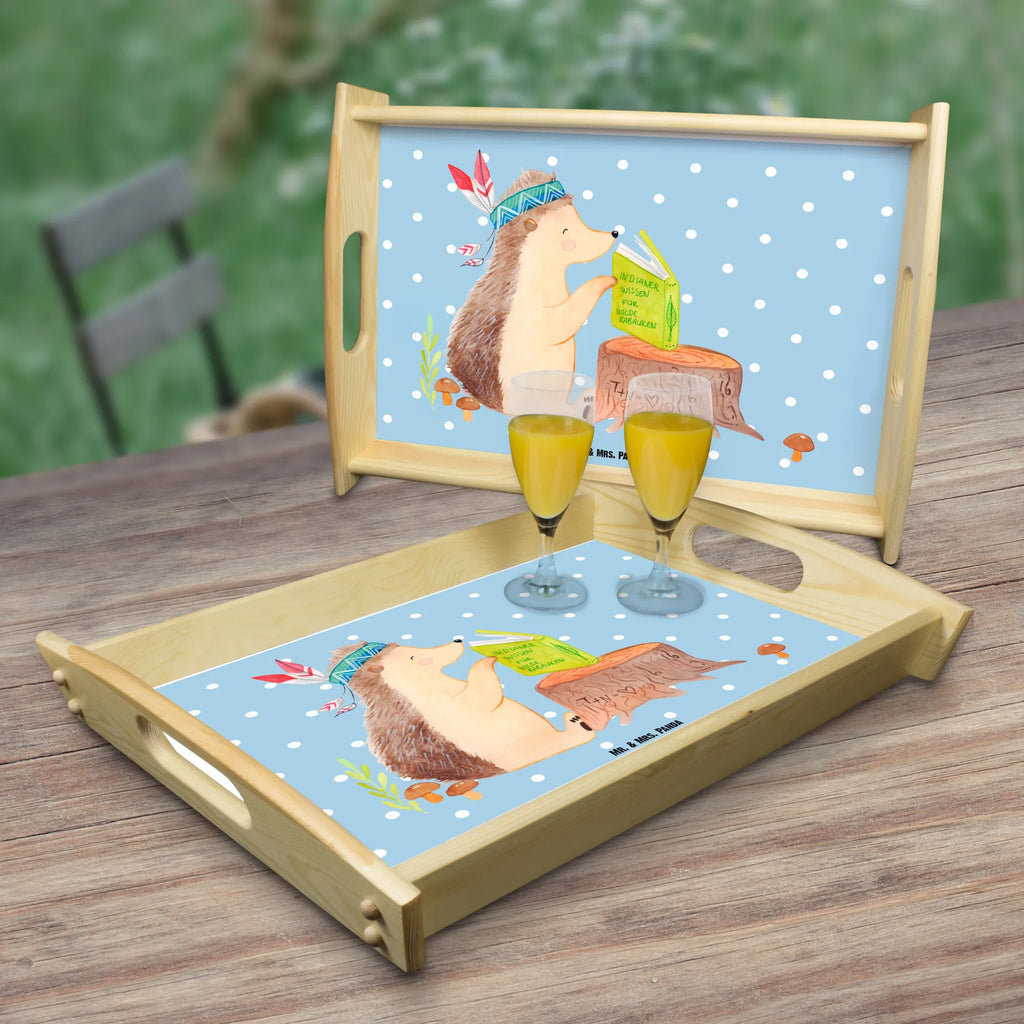 Serviertablett Igel Indianer Frühstückstablett, Dekotablett, Holztablett, Küchentablett, Serviertablett, Tablett, Waldtiere, Tiere, Lagerfeuer, Camping, Abenteuer, Igel, Indianer