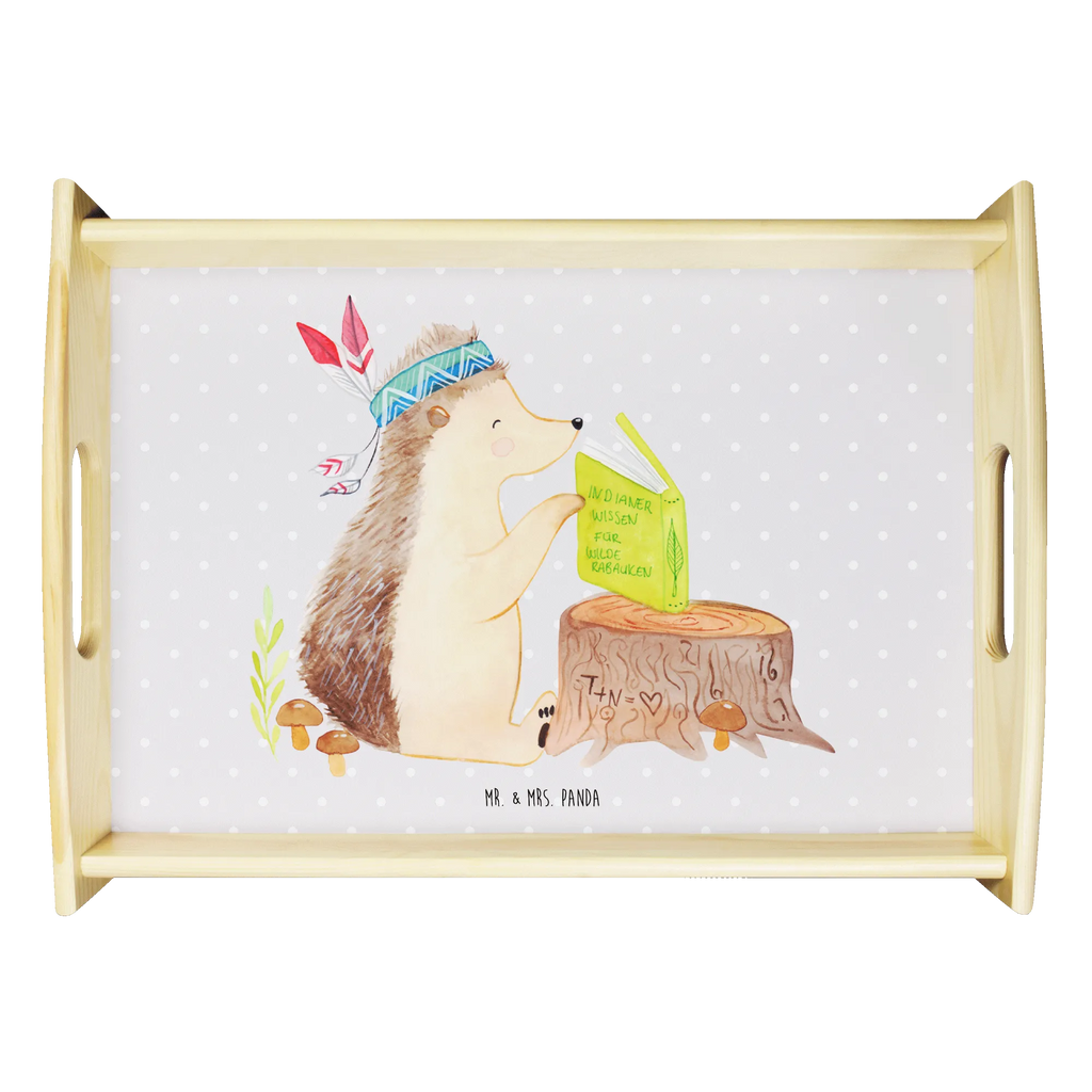 Serviertablett Igel Indianer Frühstückstablett, Dekotablett, Holztablett, Küchentablett, Serviertablett, Tablett, Waldtiere, Tiere, Lagerfeuer, Camping, Abenteuer, Igel, Indianer