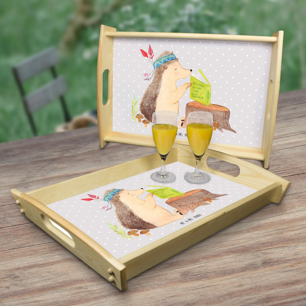 Serviertablett Igel Indianer Frühstückstablett, Dekotablett, Holztablett, Küchentablett, Serviertablett, Tablett, Waldtiere, Tiere, Lagerfeuer, Camping, Abenteuer, Igel, Indianer