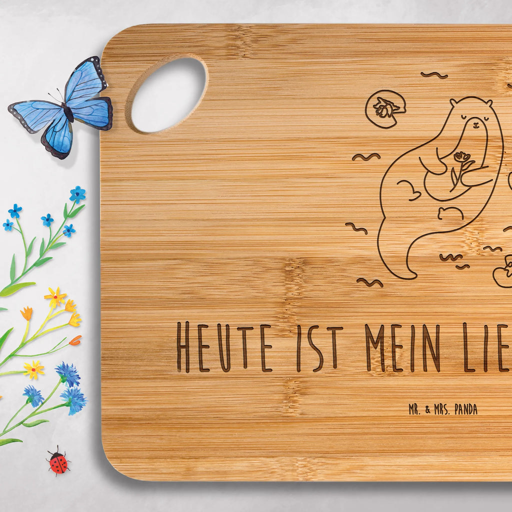 Bamboo chopping board otter Water Lily Frühstücksbrett, Holzbrettchen, Brett, Schneidebrett, Holzbrett, Küchenbrett, Hackbrett, Servierbrett, Otter, Fischotter, Seeotter, Otter Seeotter See Otter