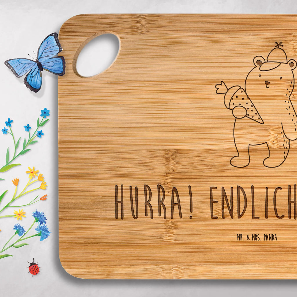 Bamboo chopping board bear School cone kitchen, solid, dulcimer, kitchen board, cutting block, breakfast board, wood, board, bamboo, cutting board, engraving, robust, breakfast, carving board, nature, slices, bear, teddy, teddy bear, cuddly toy, Starting school, First day of school gift, School bag, School gift, School enrolment gift, Bear motif, Primary school