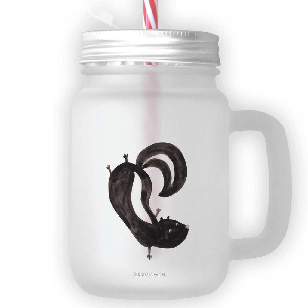 Mason jar drinking glass skunk handstand Mason Jar, cocktail glass, handle glass, preserving glass, drinking glass, glass, summer glass, Skunk, skunk, playground, playful, child, predator, wild animal, stink