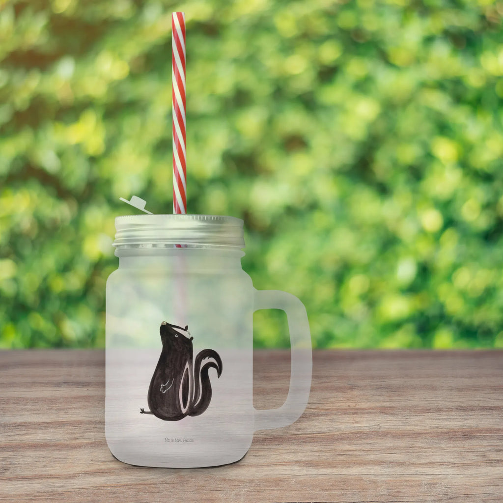 Szklanka Mason Jar skunks siedzenie Stinktier, Skunk