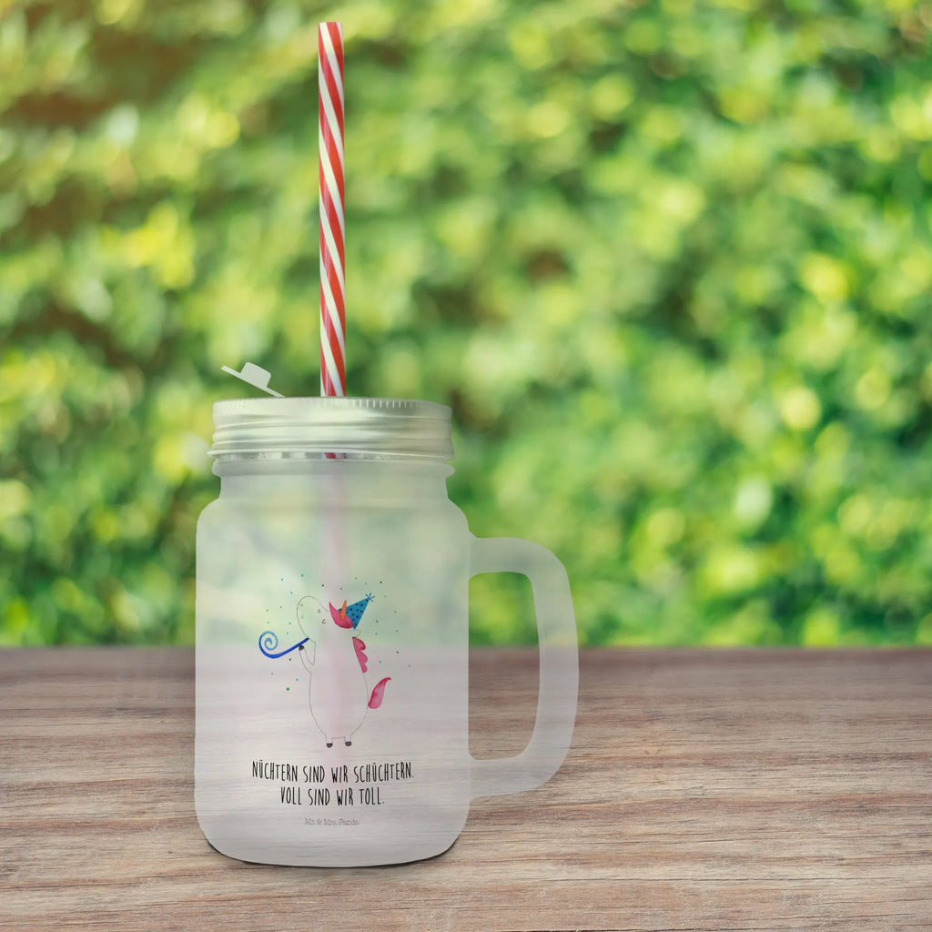 Mason jar drinking glass unicorn party glass, drinking glass, cocktail glass, preserving glass, summer glass, Mason Jar, handle glass, unicorn, unicorns, Feast, Party, Confetti, Club, Disco, Celebration, Glitter, birthday, Unicorns, Alcohol, Birthday present, Birthday