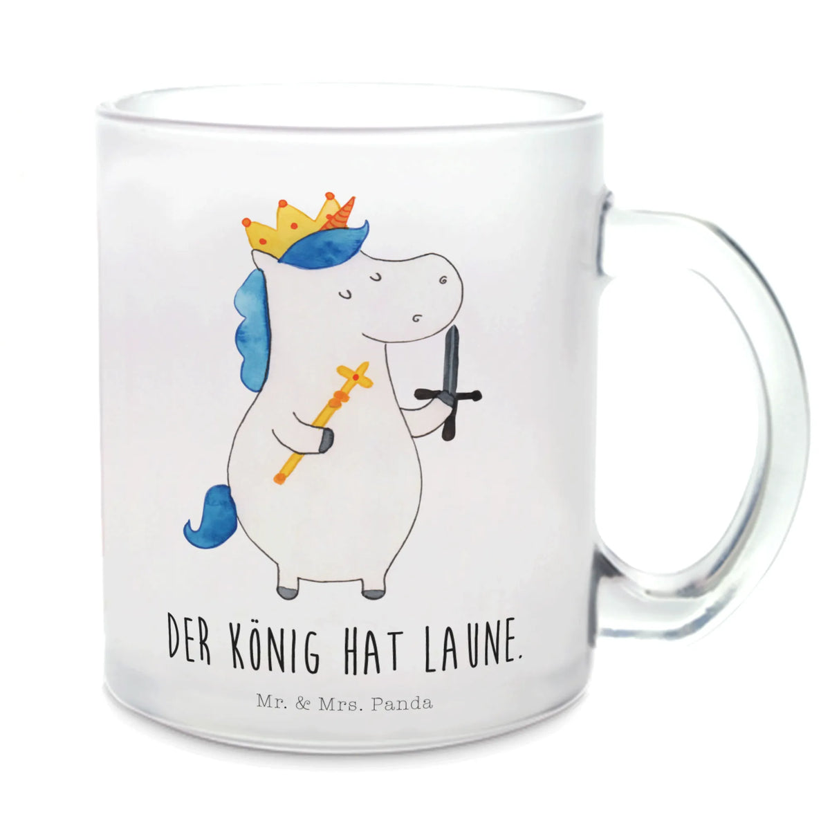Teetasse Einhorn König mit Schwert Pott, Teeglas, Teetasse, getränkebecher, Henkelbecher, Henkeltasse, Tee Tasse, Kakaotasse, Teetasse aus Glas, Trinkglas, Glas Teebecher, getränkeglas, glastasse, Glasbecher, Motivtasse, Haferl, Häferl, Teetasse Glas, Unicorn, Einhorn, Einhörner, Einhorn Deko, Ritter, Mittelalter, König
