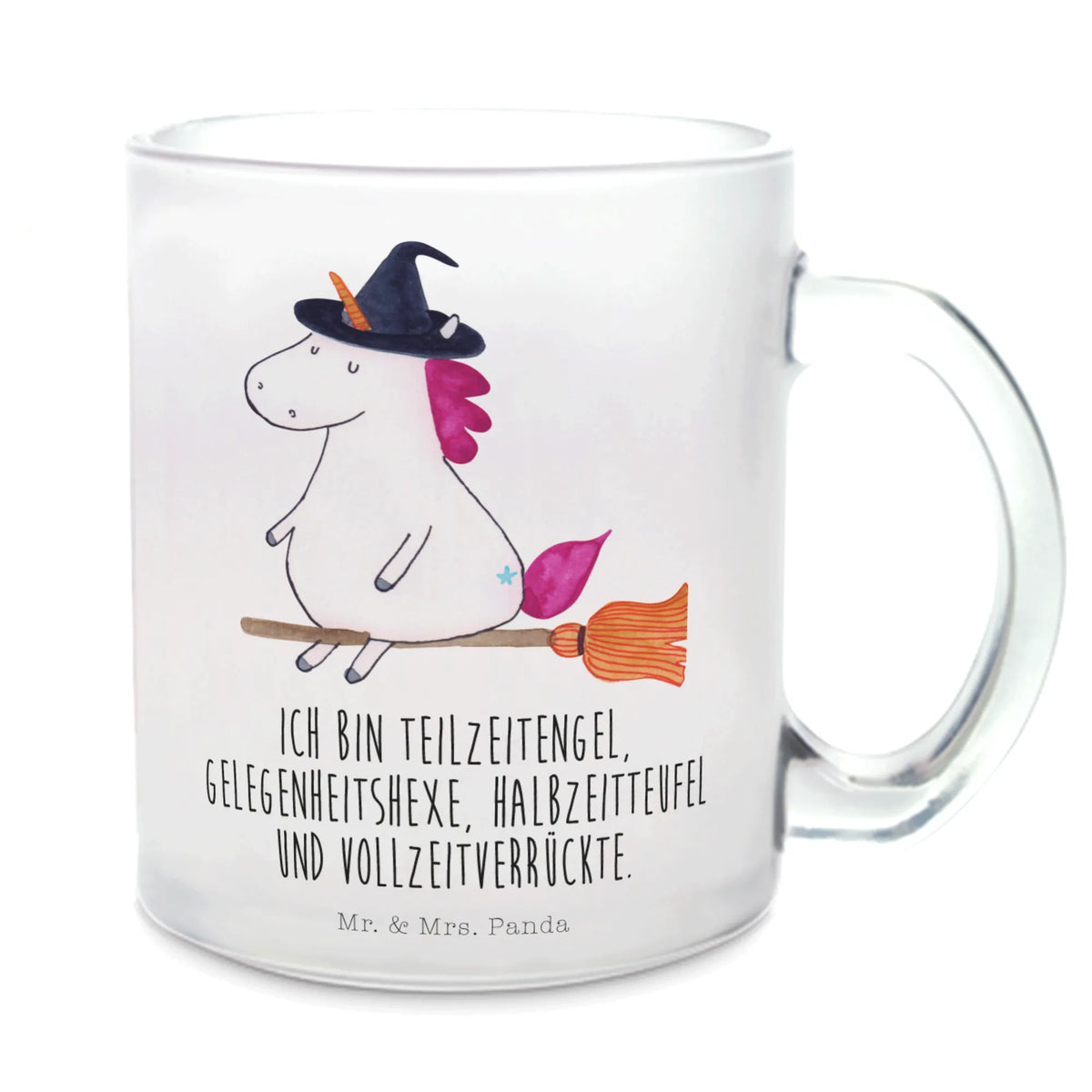 Glass tea cup unicorn Witch bad girl, mad, wife gift, bitch, girlfriend present, witch, devil