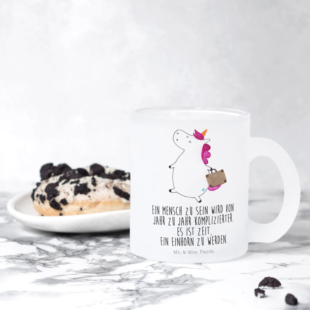 Teetasse Einhorn Koffer getränkeglas, becher glas, Teetasse, Glas Teebecher, Teetasse Glas, Becher, Große Teetasse, Teeglas, Tasse, Tasse Für Tee, Glasbecher, Teegläser, tasse glas, Trinkglas, Teetasse aus Glas, glastasse, becher für tee, Tee Tasse, Unicorn, Einhorn, Einhörner, Einhorn Deko, Abenteuer, Gepäck, Koffer, Witzig, Spaß, Lustig, Reise, Verreisen, Albern, Kind, Erwachsen