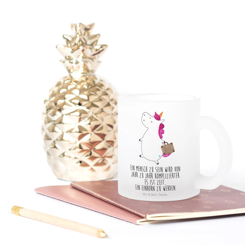 Teetasse Einhorn Koffer getränkeglas, becher glas, Teetasse, Glas Teebecher, Teetasse Glas, Becher, Große Teetasse, Teeglas, Tasse, Tasse Für Tee, Glasbecher, Teegläser, tasse glas, Trinkglas, Teetasse aus Glas, glastasse, becher für tee, Tee Tasse, Unicorn, Einhorn, Einhörner, Einhorn Deko, Abenteuer, Gepäck, Koffer, Witzig, Spaß, Lustig, Reise, Verreisen, Albern, Kind, Erwachsen