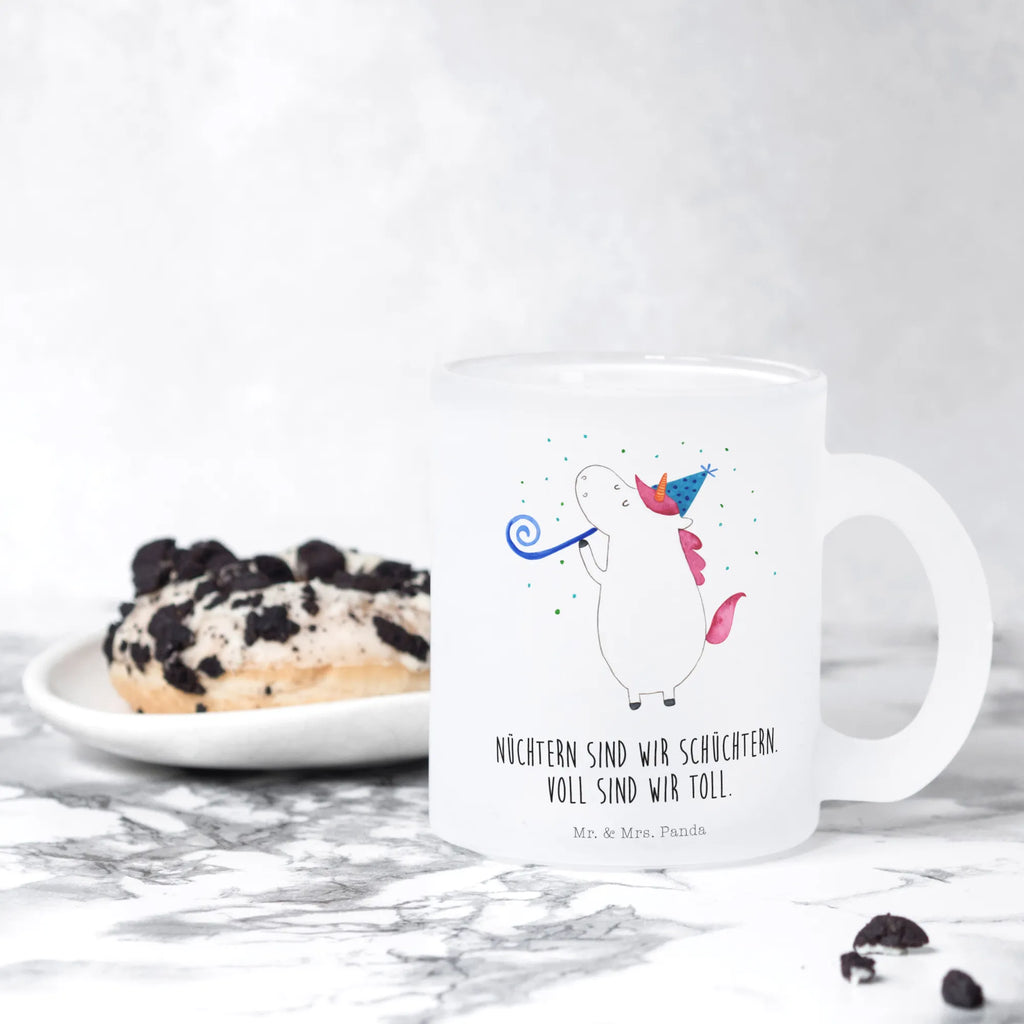Glass tea cup unicorn party tea glass, tea, mug, glass, Tea cup, unicorn, unicorns, Party, Confetti, Glitter, Birthday, Celebration, birthday, Club, Feast, Birthday present, Disco, Alcohol, Unicorns