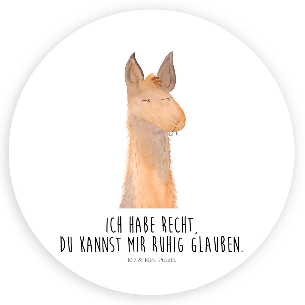 Rund Aufkleber Lamakopf genervt Sticker, Aufkleber, Etikett, Lama, Alpaka, Lamas, Recht haben, genervt sein, Freundin, beste Freundin, Partnerin, Büro, Büroalltag, Chef, Chefin, Azubi