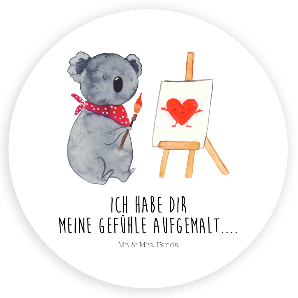 Rund Aufkleber Koala Künstler Sticker, Aufkleber, Etikett, Koalabär, Koala, Künstler, Liebe, Gefühle, Liebesgeschenk, Zeichnen, Liebensbeweis