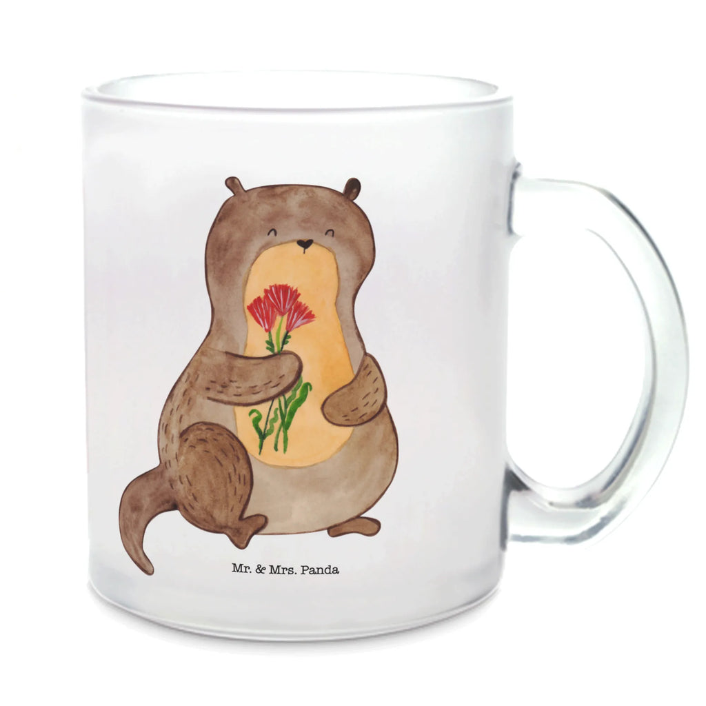 Glass tea cup otter Bunch of flowers tea glass, Tea cup, mug, glass, tea, otter, marten, sea otter, European otter, water mammal, aquatic animal, baby otter, predator, water, otter gifts, animal lover, gift ideas for animal lovers, animal, mammal, water animal, gifts for people in love, Otter Sea Otter Lake Otter