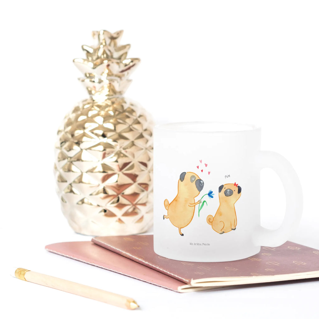 Glass tea cup pug In love glass, mug, tea glass, tea, Tea cup, dog, mutt, hound, woof, dog mama, dog breed, love dogs, love for dogs, dog decorative items, bag with dog print, funny gifts for dog owners, what do you give a dog lover, Christmas gifts for dogs, gifts for dogs, dog sayings, love saying. Engaged, gift friend, in love, Pug, dog love, love, partner, boob