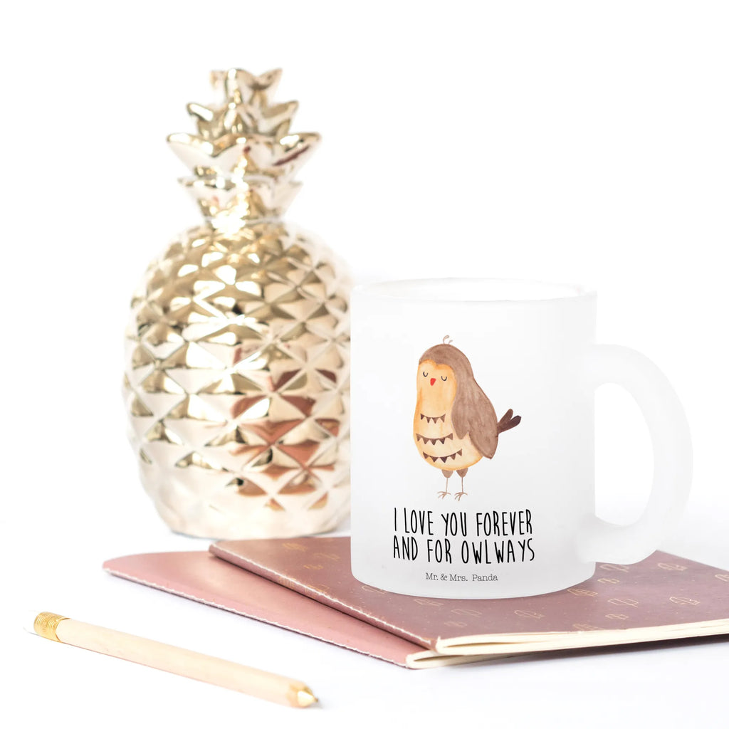 Glass tea cup Owl Satisfied glass, tea, mug, tea glass, Tea cup, owl, forest animal, bird, nocturnal, gift ideas, birthday present, illustrated, funny, romantic gift, owl decor, Pun funny, Owl saying, Owl, Saying beautiful, Wedding anniversary gift, Romantic, Love saying, Owl deco