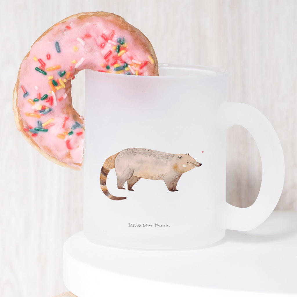 Glass tea cup Nasal Bear tea glass, mug, Tea cup, tea, glass, small animals, cute, funny, cute animal motives, hand drawn, small world, funny sayings, good mood, happy, gifts, gift ideas, special gifts, animal lover, card, nose bear, trunk bear, Nose bear, bear