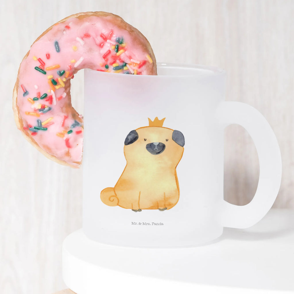 Glass tea cup pug Crown tea glass, mug, glass, Tea cup, tea, dog, mutt, hound, woof, dog mama, dog breed, love dogs, love for dogs, dog decorative items, bag with dog print, funny gifts for dog owners, what do you give a dog lover, Christmas gifts for dogs, gifts for dogs, dog sayings, childless, allergic, house rules, dog owners. Saying, Pug, funny