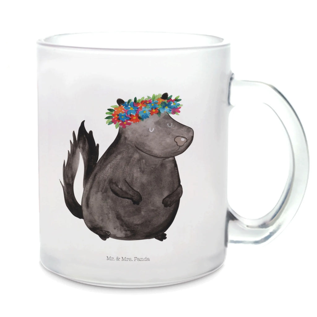 Teetasse Stinktier Blumenmaedchen glastasse, Teetasse Glas, Teetasse aus Glas, Große Teetasse, Becher, Teetasse, Tasse Für Tee, Trinkglas, Glasbecher, Tee Tasse, Glas Teebecher, becher glas, becher für tee, Teeglas, getränkeglas, Tasse, Teegläser, tasse glas, Stinktier, Skunk, Namaste, Stinki, Yoga, Stinker, Raubtier, Wildtier