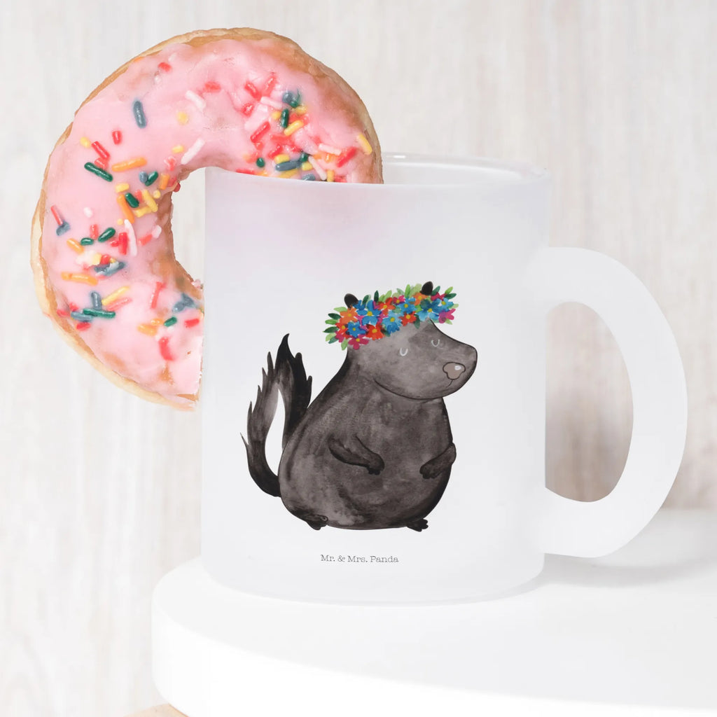 Teetasse Stinktier Blumenmaedchen glastasse, Teetasse Glas, Teetasse aus Glas, Große Teetasse, Becher, Teetasse, Tasse Für Tee, Trinkglas, Glasbecher, Tee Tasse, Glas Teebecher, becher glas, becher für tee, Teeglas, getränkeglas, Tasse, Teegläser, tasse glas, Stinktier, Skunk, Namaste, Stinki, Yoga, Stinker, Raubtier, Wildtier