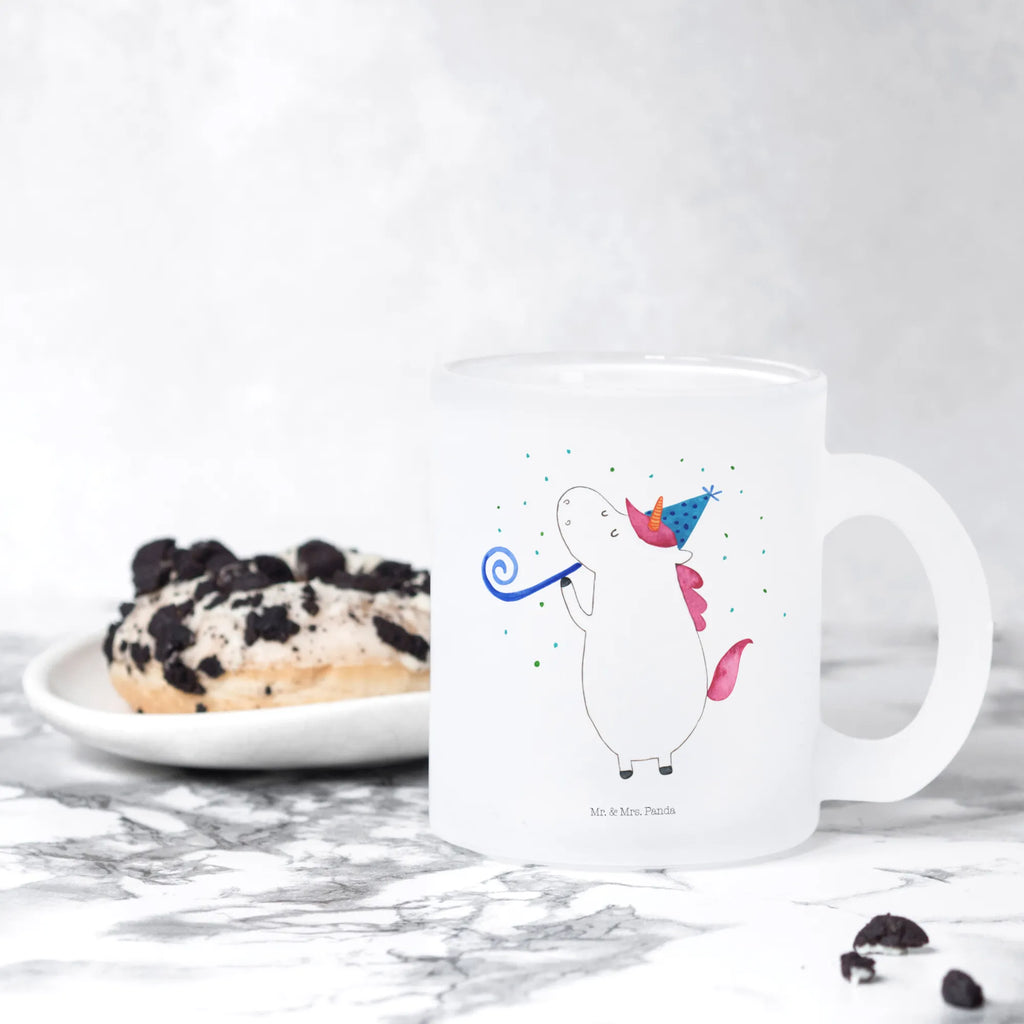 Glass tea cup unicorn party tea glass, tea, mug, glass, Tea cup, unicorn, unicorns, Party, Confetti, Glitter, Birthday, Celebration, birthday, Club, Feast, Birthday present, Disco, Alcohol, Unicorns
