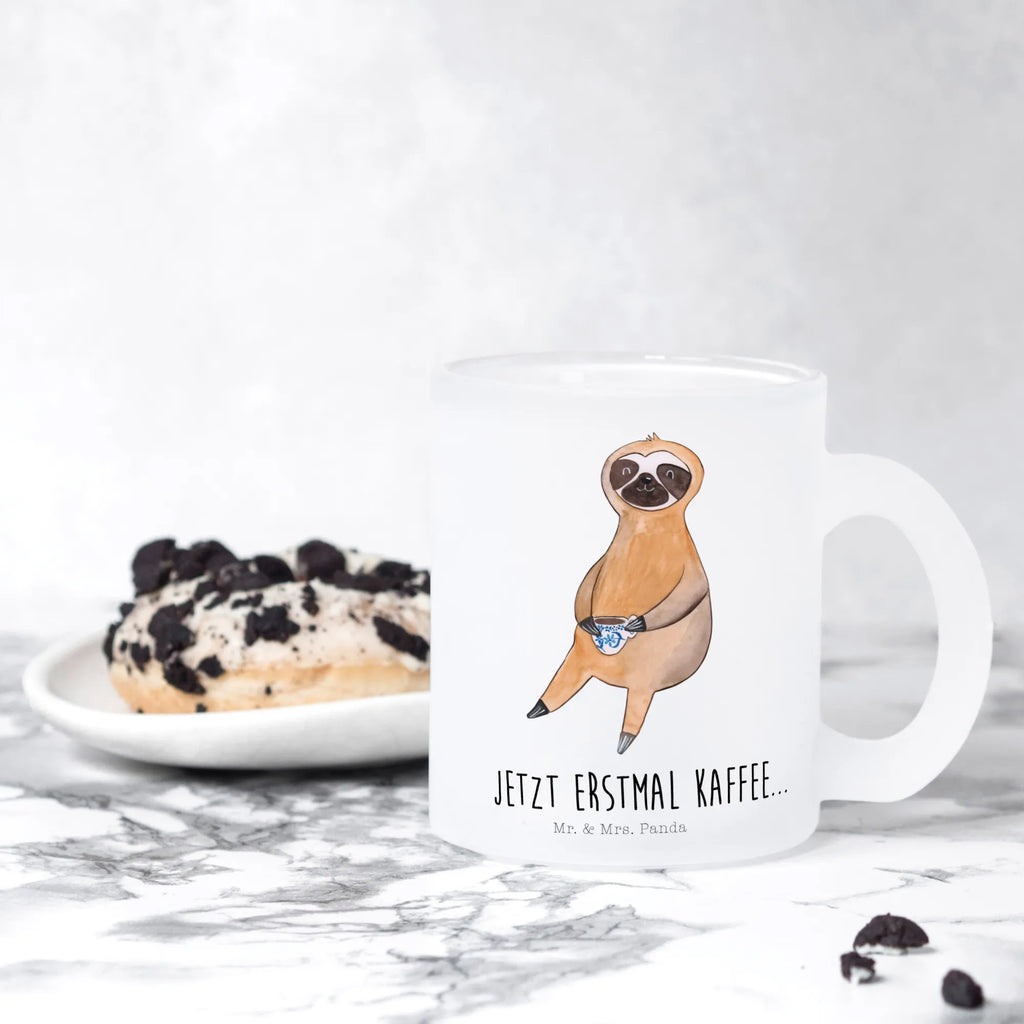 Glass tea cup sloth Coffee tea, mug, tea glass, Tea cup, glass, Sloth, sloth, trend animal, favourite animal, coffee cup, lazy, connoisseur, coffee, early riser, first coffee, morning grumbler