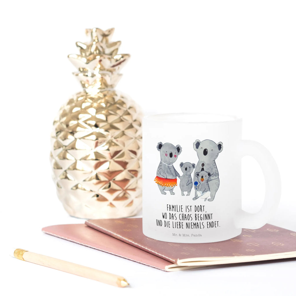 Glass tea cup Koala Family mug, glass, Tea cup, tea glass, tea, Family, Father's Day, Mother's Day, brother, sister, Mom, Dad, Koala, children, family life, mom, dad, family, koalas, siblings