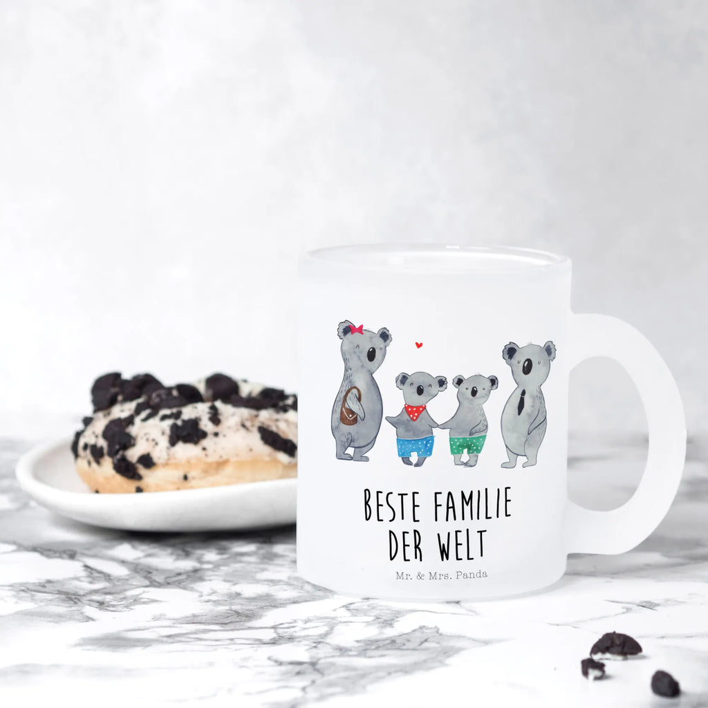 Glass tea cup Koala family with two kids glass, mug, tea glass, Tea cup, tea, Family, Father's Day, Mother's Day, brother, sister, Mom, Dad, best family, koala bear, koala family, family life, family time, family, koala, favourite family