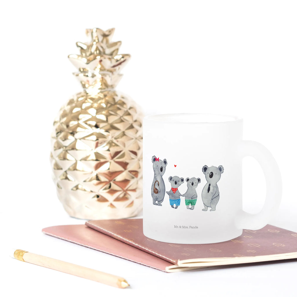 Glass tea cup Koala family with two kids glass, mug, tea glass, Tea cup, tea, Family, Father's Day, Mother's Day, brother, sister, Mom, Dad, best family, koala bear, koala family, family life, family time, family, koala, favourite family