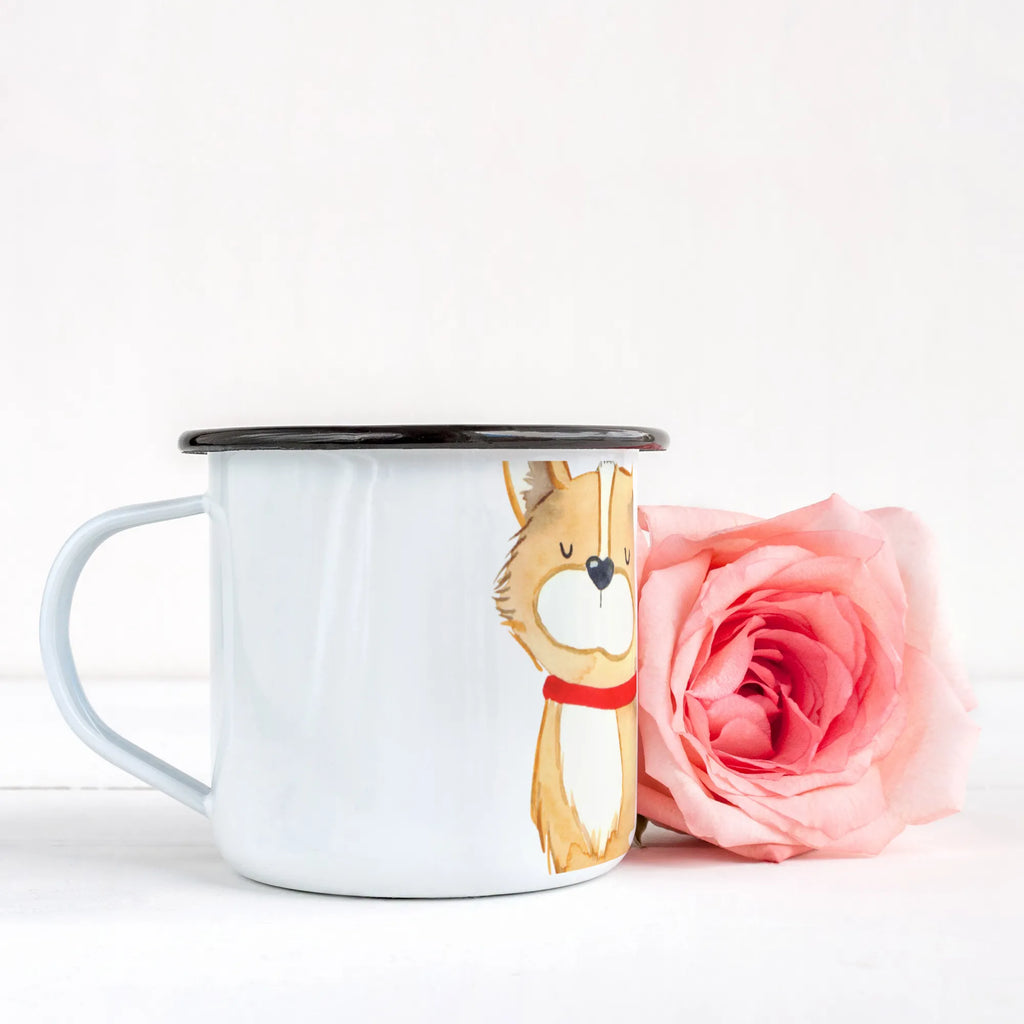 XL emaliowany kubek Pies szczęście Pies, motyw psa, zwierzę domowe, rasa psa, miłośnik zwierząt, właściciel psa, powiedzenia