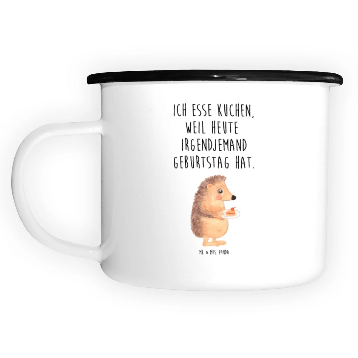 XL enamel cup Hedgehog piece of cake card, gift ideas, gifts, small animals, cute, cute animal motives, hand drawn, funny sayings, good mood, special gifts, animal lover, invitation party, baking gift, cake, birthday cake, bake cake, food saying