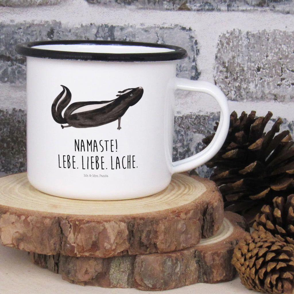XL enamel cup skunk yoga cup printing, coffee cup, enamelled, unbreakable, metal cup, decorative mug, enamel look, mug, camping, XL Enamel cup, outdoor cup, drinking cup, camping mug, coffee mug, motif cup, Skunk, Laugh, Love, Wild animal, Live, Namaste, Stinker, Predator, Yoga, Stinky