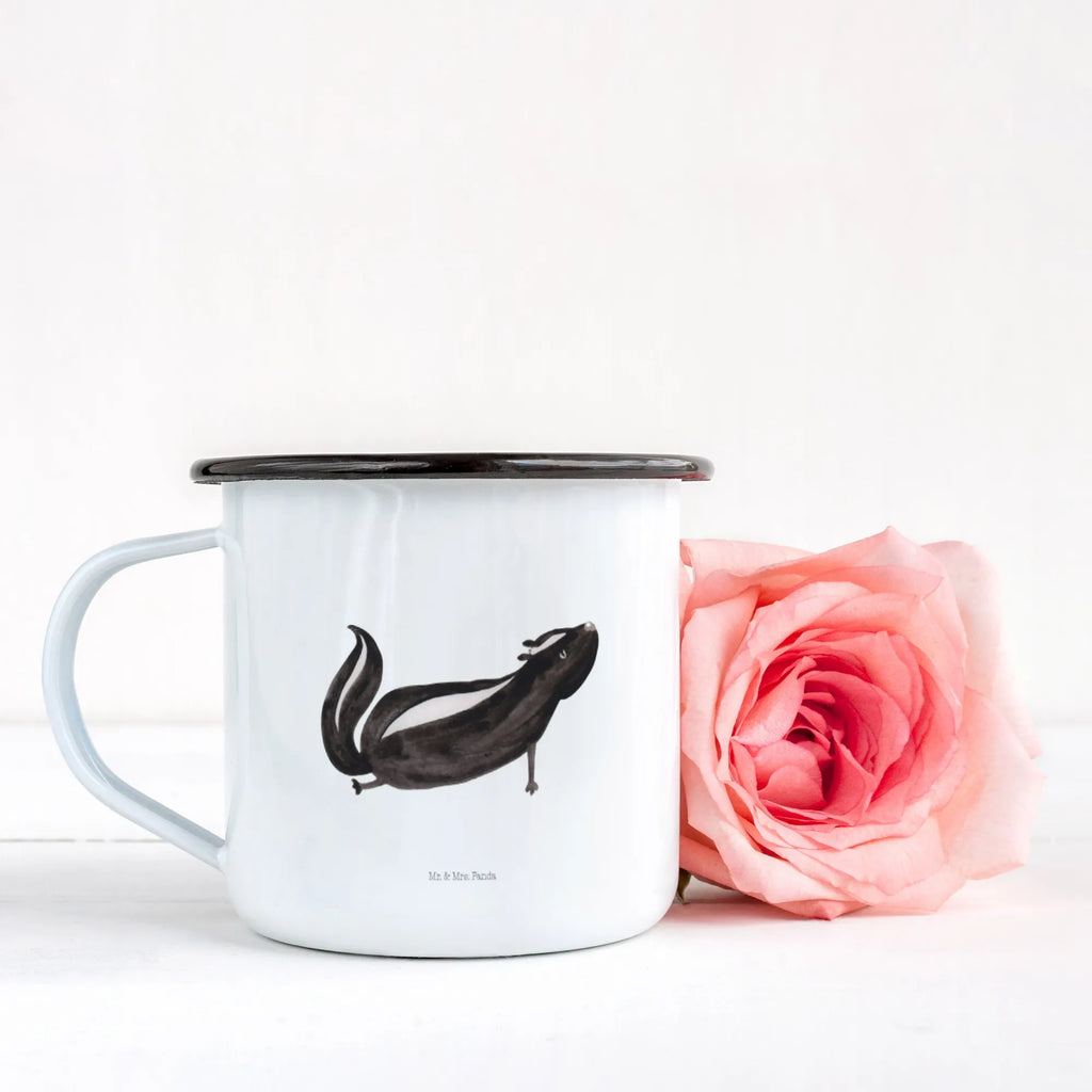 XL enamel cup skunk yoga cup printing, coffee cup, enamelled, unbreakable, metal cup, decorative mug, enamel look, mug, camping, XL Enamel cup, outdoor cup, drinking cup, camping mug, coffee mug, motif cup, Skunk, Laugh, Love, Wild animal, Live, Namaste, Stinker, Predator, Yoga, Stinky