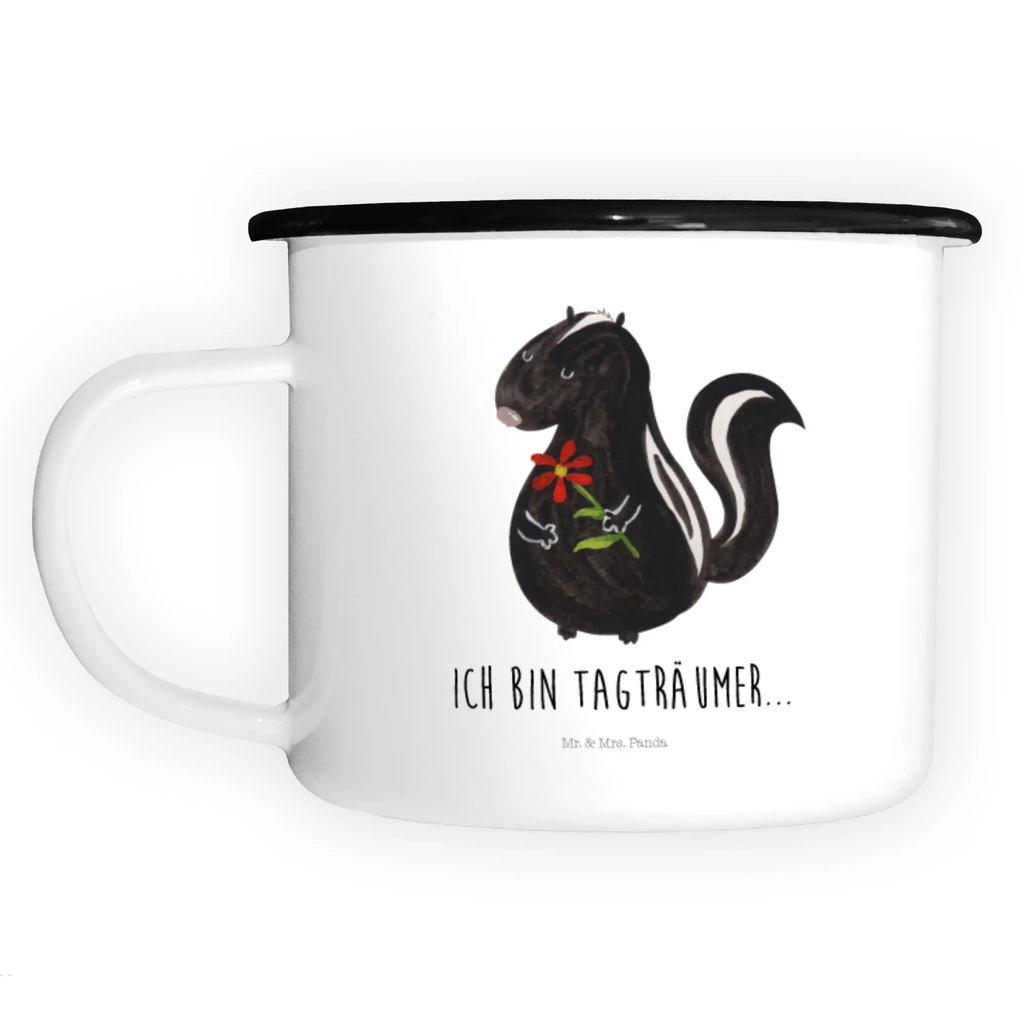 XL enamel cup skunk flower unbreakable, mug, drinking cup, XL Enamel cup, metal cup, outdoor cup, coffee cup, coffee mug, enamel look, cup printing, decorative mug, motif cup, camping mug, camping, enamelled, Skunk, dreams, wild animal, dreamy, skunk, stink, stinker, predator, daydreamer