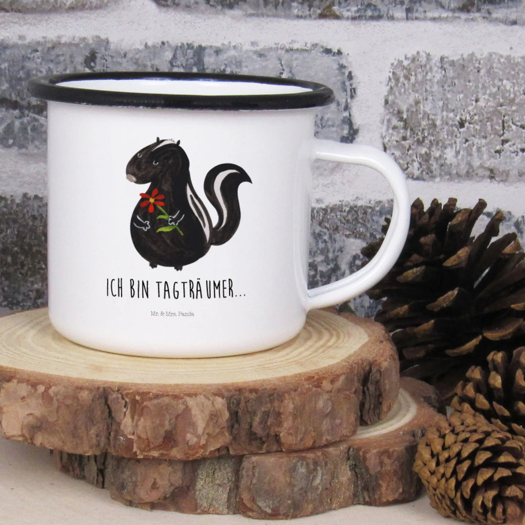 XL enamel cup skunk flower unbreakable, mug, drinking cup, XL Enamel cup, metal cup, outdoor cup, coffee cup, coffee mug, enamel look, cup printing, decorative mug, motif cup, camping mug, camping, enamelled, Skunk, dreams, wild animal, dreamy, skunk, stink, stinker, predator, daydreamer