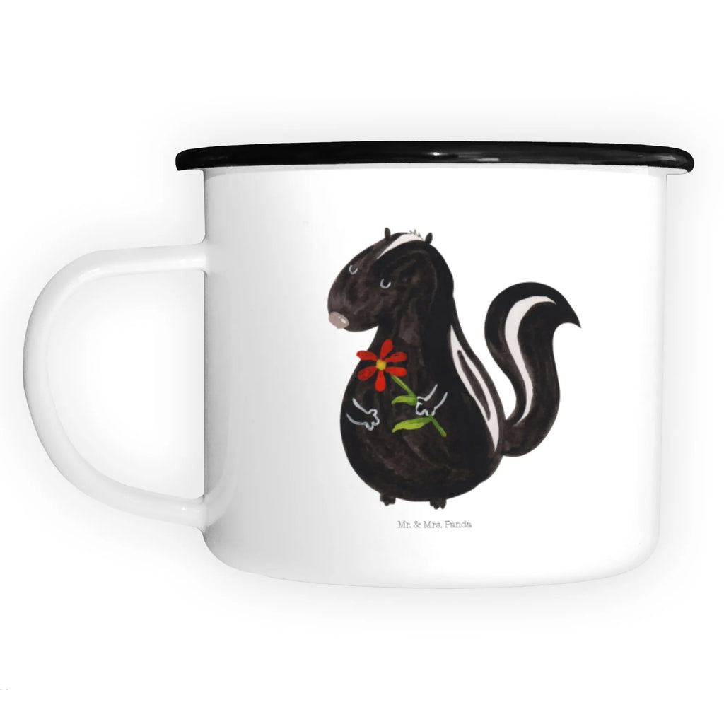 XL enamel cup skunk flower unbreakable, mug, drinking cup, XL Enamel cup, metal cup, outdoor cup, coffee cup, coffee mug, enamel look, cup printing, decorative mug, motif cup, camping mug, camping, enamelled, Skunk, dreams, wild animal, dreamy, skunk, stink, stinker, predator, daydreamer