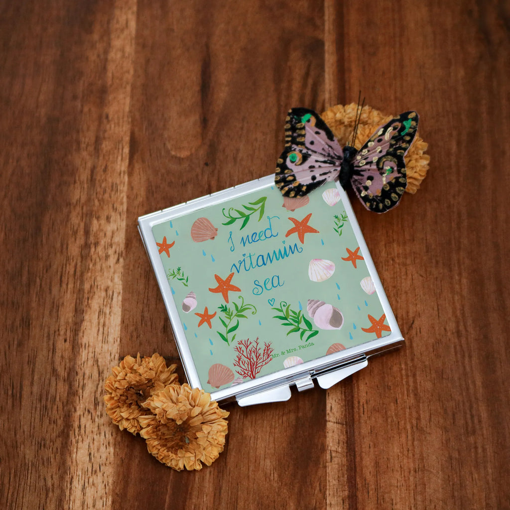 Kwadratowe lusterko do torebki Morska witamina Dekoracje kwiatowe, dekoracje wiosenne, dekoracje letnie, dekoracja, pozytywna wiadomość, miłośnik natury, na zewnątrz, natura, przygoda