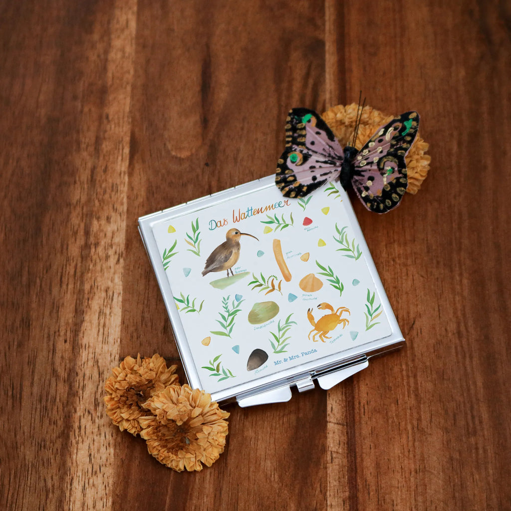 Kwadratowe lusterko do torebki Morze Wattowe Dekoracje kwiatowe, dekoracje wiosenne, dekoracje letnie, dekoracja, pozytywna wiadomość, miłośnik natury, na zewnątrz, natura, przygoda