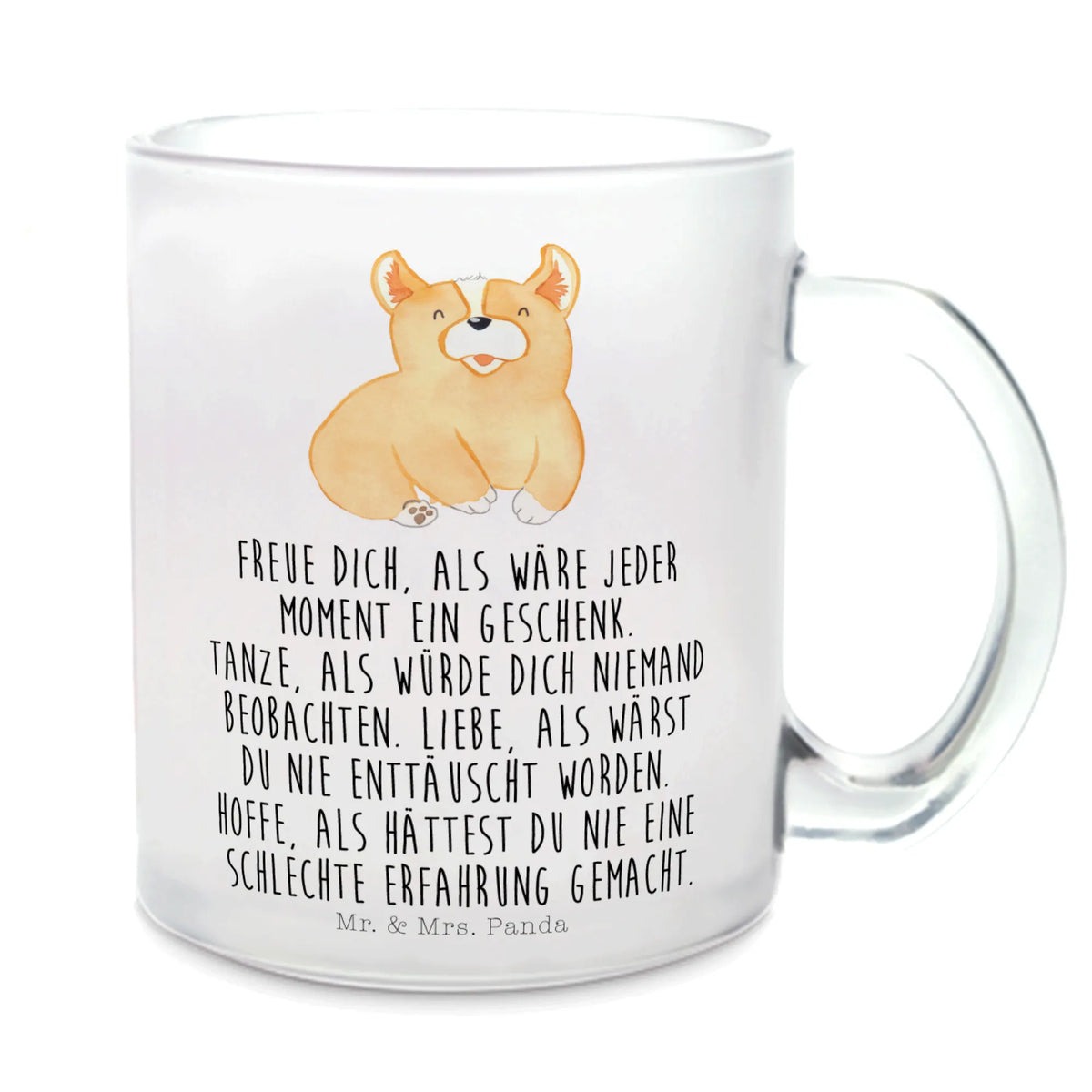 Filiżanka do herbaty Corgi Teeglas, Tee Tasse, glastasse, Motivtasse, getränkeglas, Henkelbecher, Haferl, Glasbecher, getränkebecher, Henkeltasse, Pott, Trinkglas, Kakaotasse, Teetasse, Glas Teebecher, Teetasse aus Glas, Teetasse Glas, Häferl, Hund, Hunderasse, Hundebesitzer, Hundemotiv, Haustier, Tierliebhaber, Sprüche, Hundespruch, Welsh Corgie Pembroke, Spruch, Corgie, Lebensfreude, Motivation, Britisch