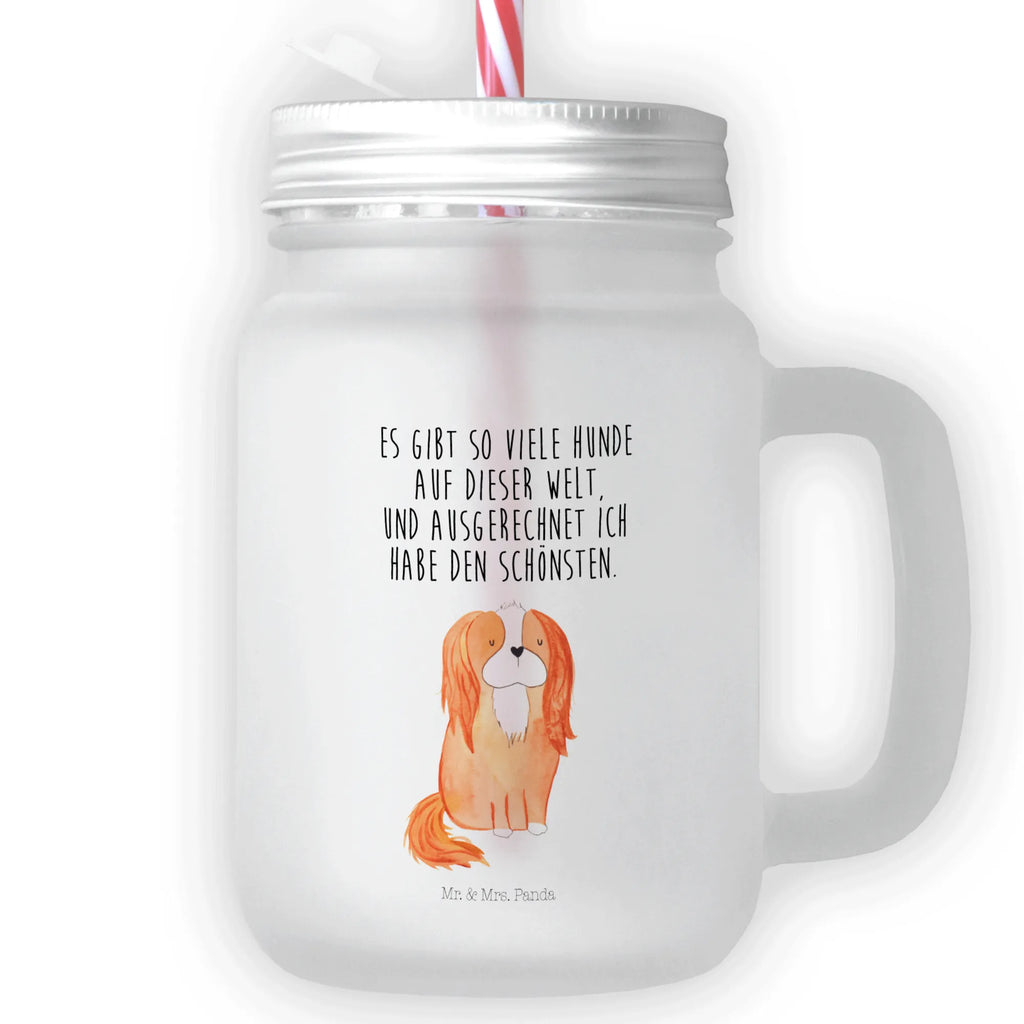 Szklanka Mason Jar pies Cavalier King Charles Spaniel Pies, motyw psa, zwierzę domowe, rasa psa, miłośnik zwierząt, właściciel psa, powiedzenia