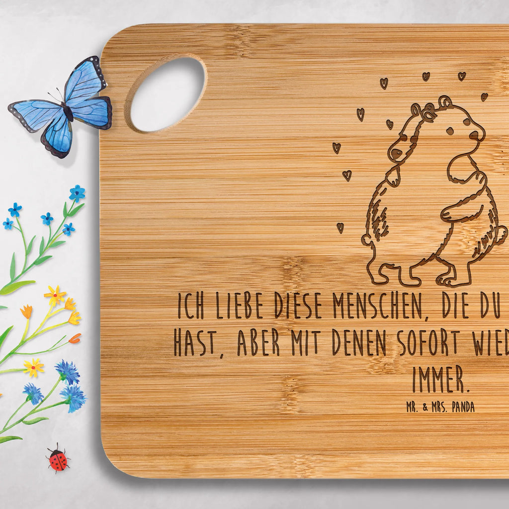 Bamboo chopping board Icebear Embrace card, gift ideas, gifts, animal lover, special gifts, cute animal motives, hand drawn, small animals, good mood, cute, funny sayings