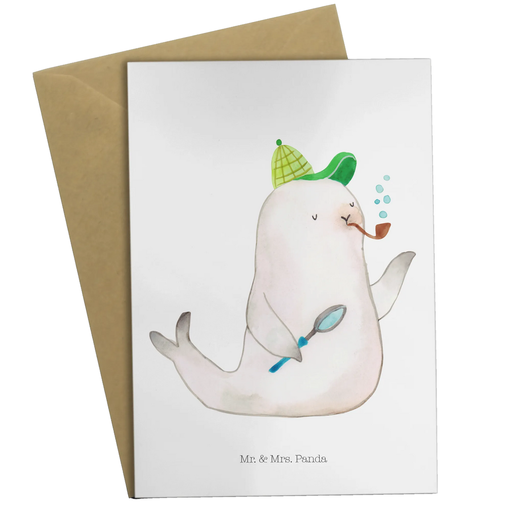 Grußkarte Robbe Sherlock babykarte, jubiläumskarte, einladungskarten, Grußkarten, dankeskarten, spruchkarte, osterkarte, weihnachtskarten, genesungskarte, Beileidskarte, firmungskarte, glückwunschkarten, Motivkarte, Klappkarte, Glückwunschkarte, abiturkarte, neujahrskarte, valentinstagskarte, kommunionskarte, hochzeitskarten, Grußkarte, osterkarten, vatertagskarte, Tiere, Tiermotive, Lustige Sprüche, Gute Laune