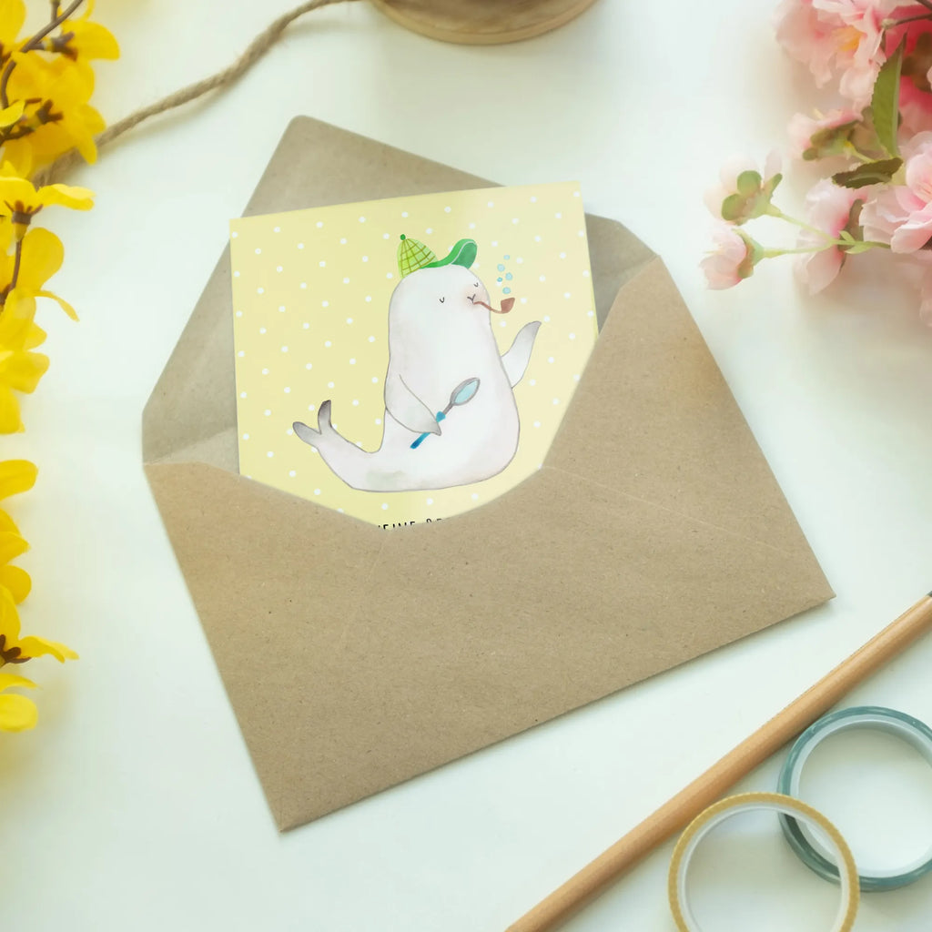 Grußkarte Robbe Sherlock babykarte, jubiläumskarte, einladungskarten, Grußkarten, dankeskarten, spruchkarte, osterkarte, weihnachtskarten, genesungskarte, Beileidskarte, firmungskarte, glückwunschkarten, Motivkarte, Klappkarte, Glückwunschkarte, abiturkarte, neujahrskarte, valentinstagskarte, kommunionskarte, hochzeitskarten, Grußkarte, osterkarten, vatertagskarte, Tiere, Tiermotive, Lustige Sprüche, Gute Laune