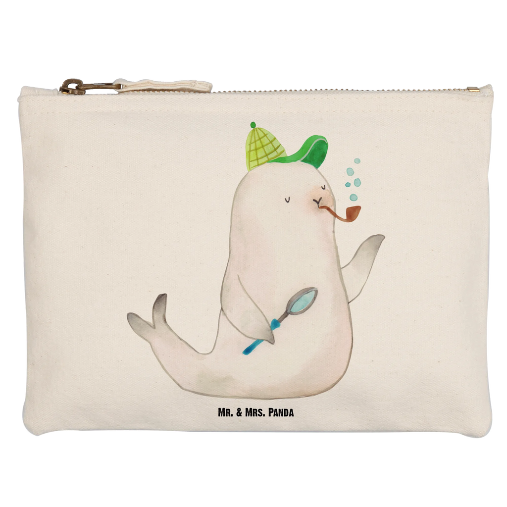 torebka na makijaż foka Sherlock Kosmetikbeutel, pinsel tasche, Kulturbeutel, beauty tasche, aufbewahrungstasche, Waschbeutel, Mäppchen, aufbewahrungsbeutel, utensilientasche, Federmappe, Schminktäschchen, Stiftemäppchen, kosmetiktäschchen, Kulturtasche, Etui, Waschtasche, Schminktasche, Kosmetiktasche, Schlampermäppchen, toiletry bag, pencil case, beauty case, Schminkbeutel, Gute Laune, Tiermotive, Lustige Sprüche, Tiere